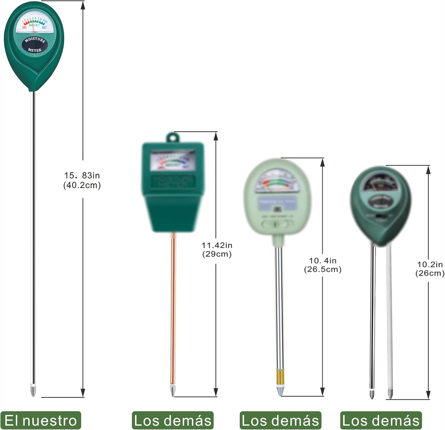 Imagen de XLUX Medidor de Humedad de Suelo de Uso Profundo, Sensor indicador de Monitor de Agua, higrómetro para Plantas Grandes de Interior y Exterior, Flores, jardinería, Agricultura