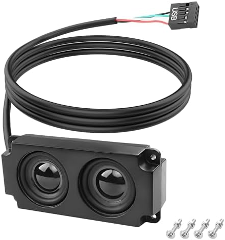 Imagen de XMSJSIY Altavoz interno para placa base, USB, PC, 9 pines, para caja de escritorio, audio estéreo, altavoz oculto, pequeño tipo DIY - 0,6 m / 1,9 pies, 1 par