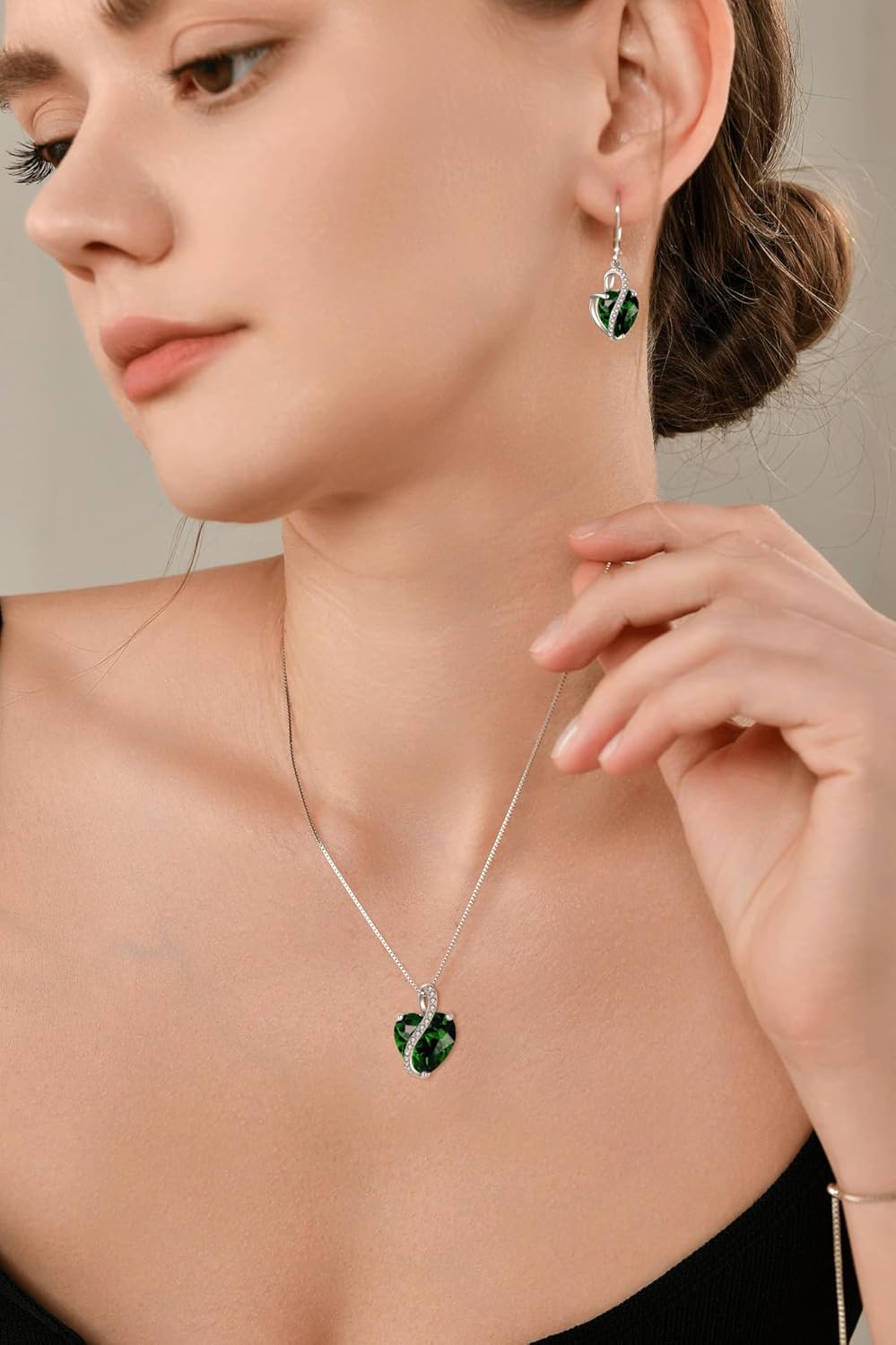 Imagen de YL Collar Corazón Plata de Ley 925 con 12 piedras de Nacimiento Circonita Colgante para Mujer