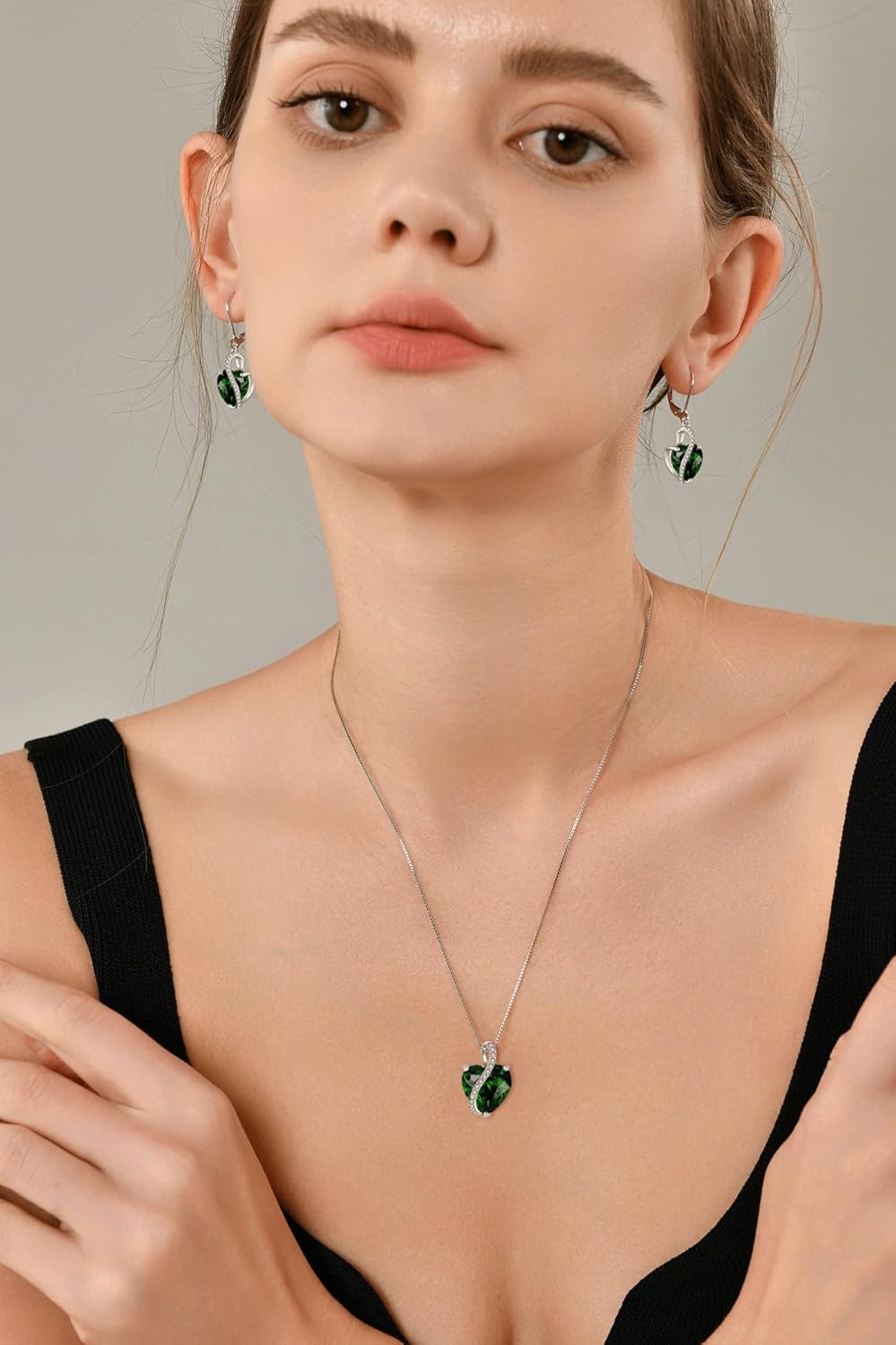 Imagen de YL Collar Corazón Plata de Ley 925 con 12 piedras de Nacimiento Circonita Colgante para Mujer