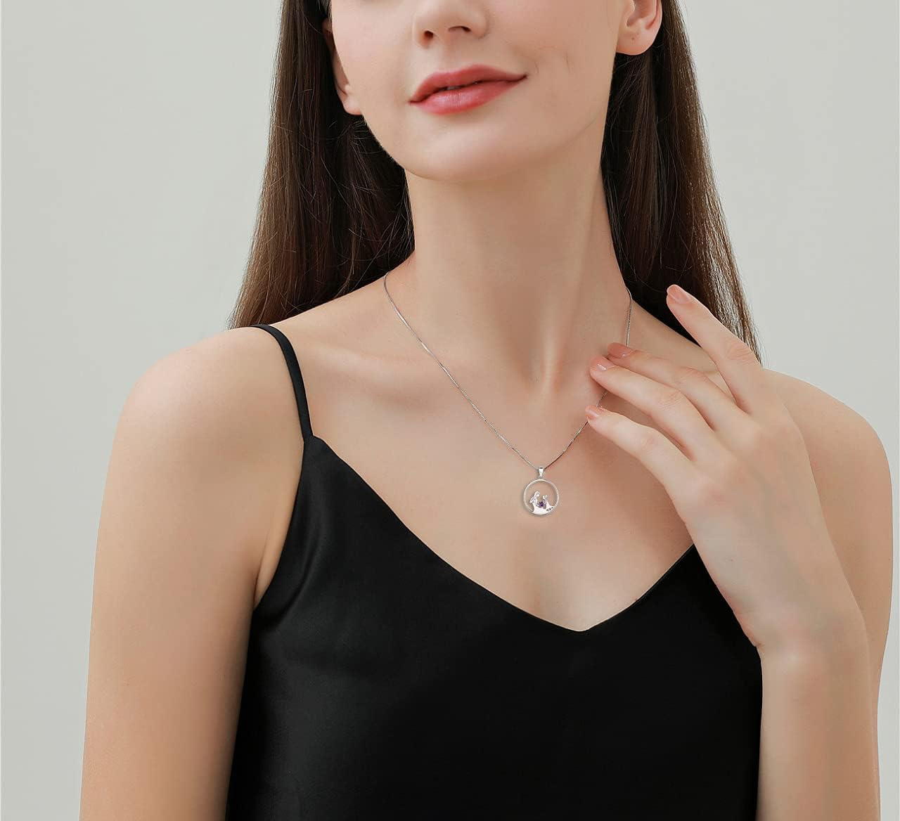 Imagen de YL Collar Madre e Hija Plata de Ley 925 Collar con Colgante de Circonita Regalos para Mujeres Mamás, 45-48 CM