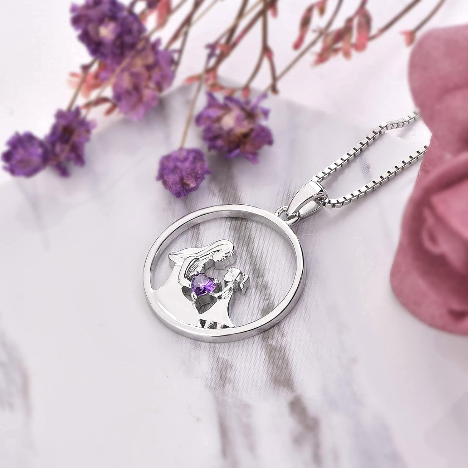 Imagen de YL Collar Madre e Hija Plata de Ley 925 Collar con Colgante de Circonita Regalos para Mujeres Mamás, 45-48 CM