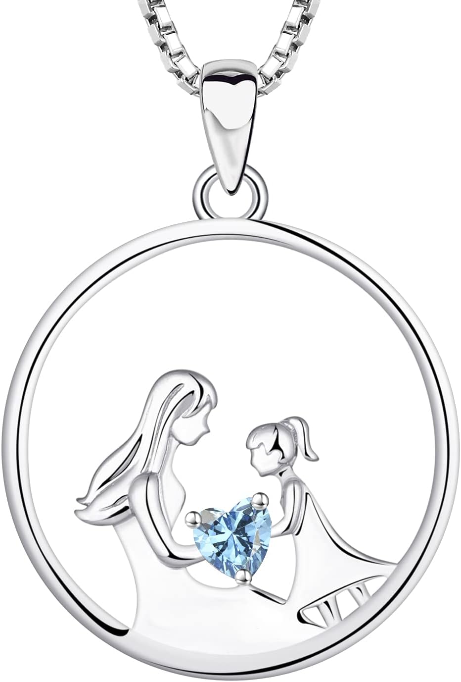 Imagen de YL Collar Madre e Hija Plata de Ley 925 Collar con Colgante de Circonita Regalos para Mujeres Mamás, 45-48 CM