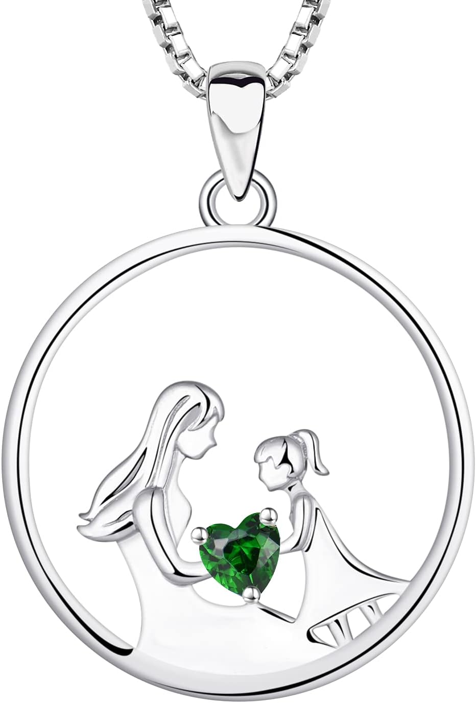 Imagen de YL Collar Madre e Hija Plata de Ley 925 Collar con Colgante de Circonita Regalos para Mujeres Mamás, 45-48 CM