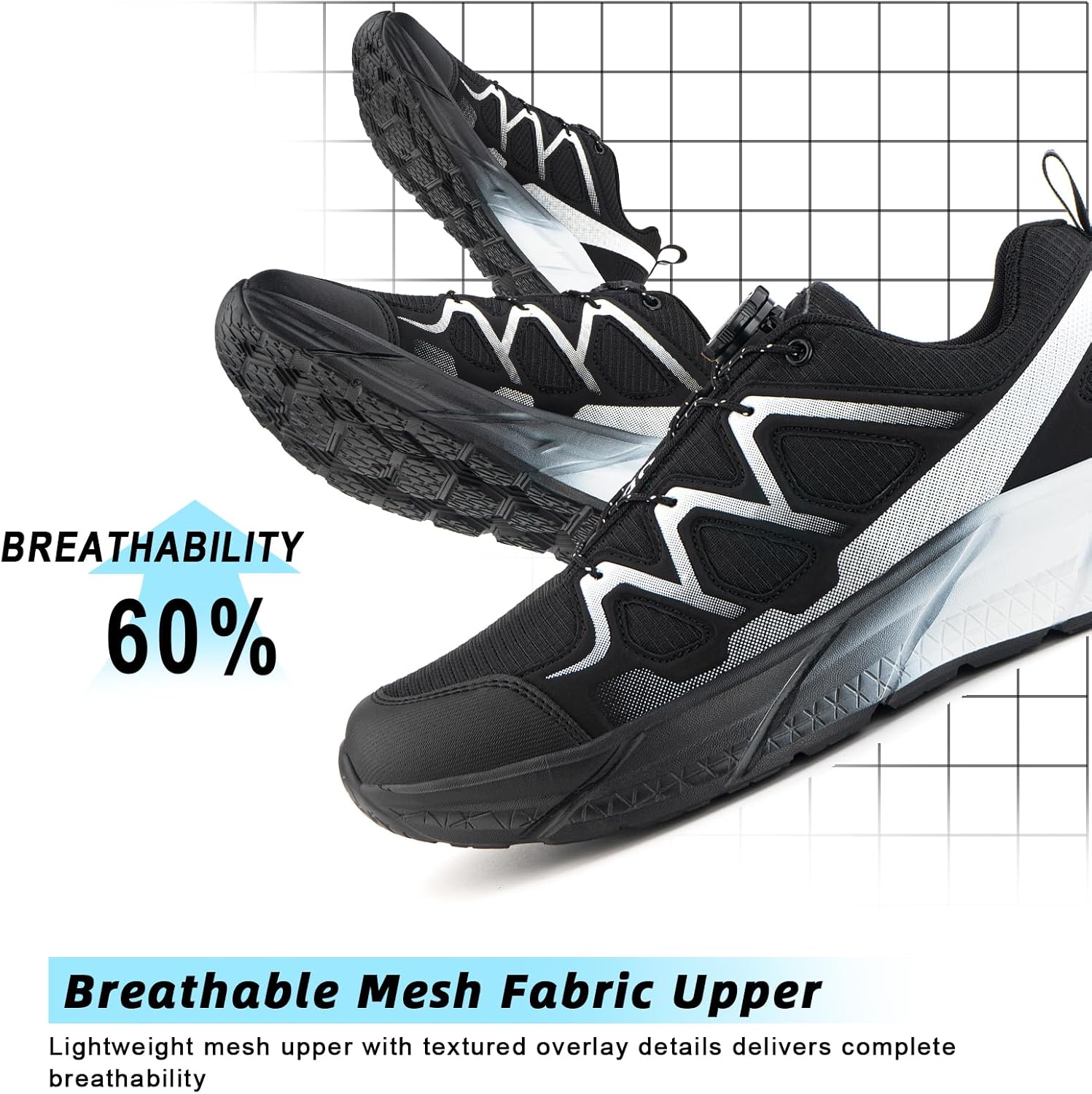 Imagen de Zapatillas Running Hombre Deportivas Mujer Correr Zapatillas Trail Running Shoes Zapatos Deporte Fitness Sneakers Trekking Negro EU 37-47