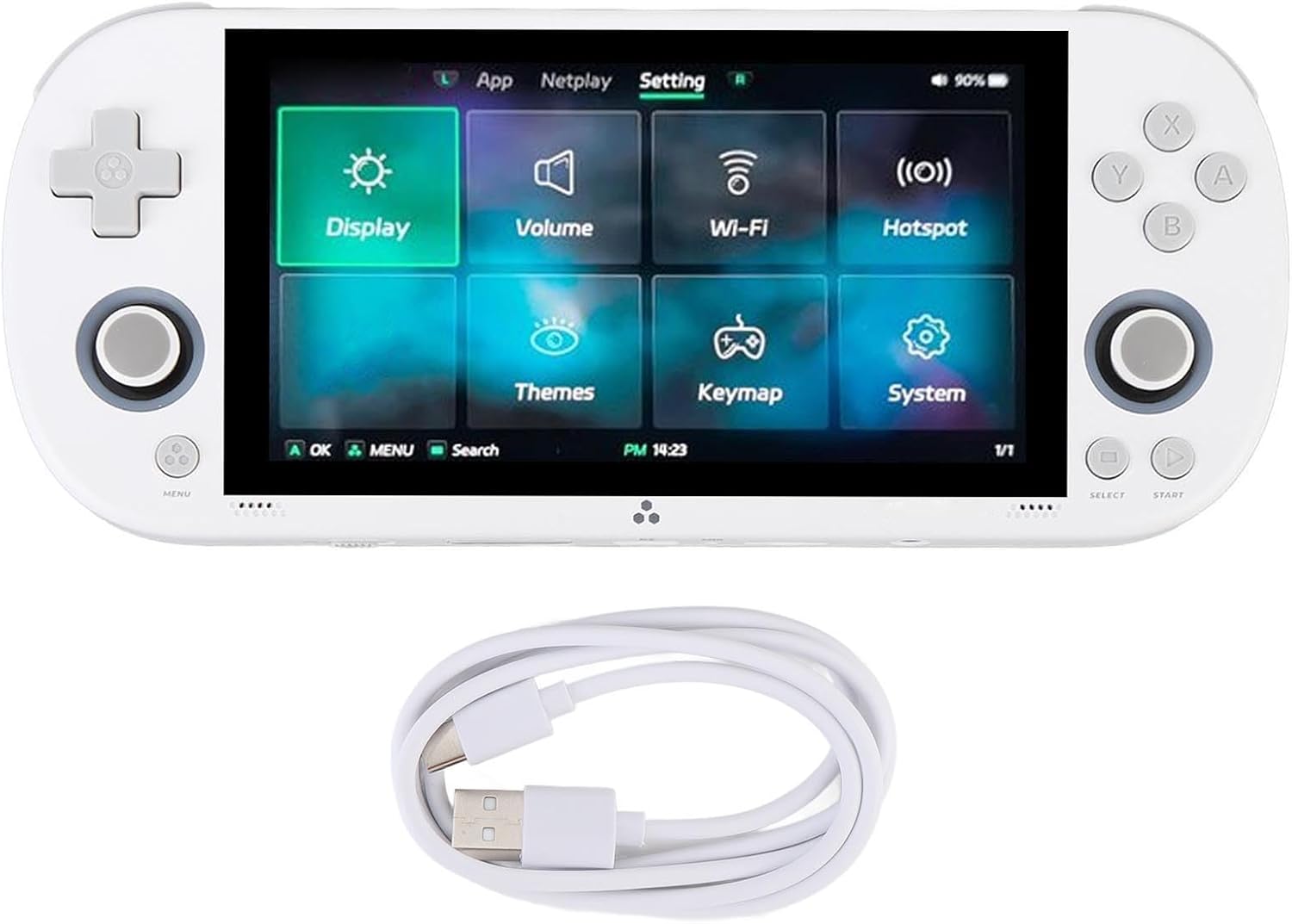 Imagen de ZASCHMOY Consola de Juegos Retro Portátil: 64 GB, Pantalla IPS de 4,96 Pulgadas, Compatible con 28 Emuladores, Potente Chip de 1,8 GHz, Consola de Videojuegos Portátil, Color Blanco (WHITE)
